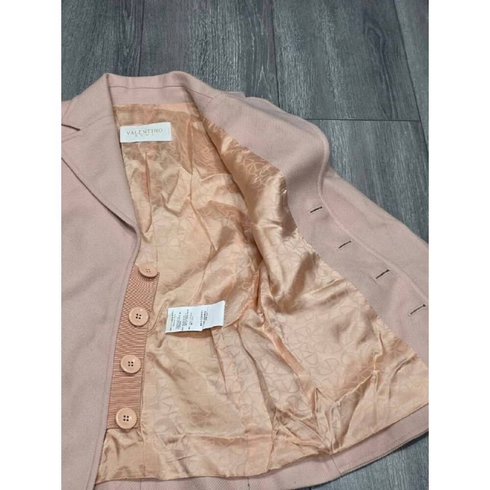 Valentino Roma Italy Cropped Cupro jacket lagenlook Blazer Peach XS A005364 - Picture 6 of 10